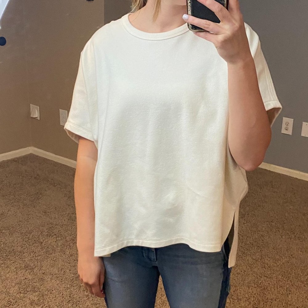 Standard James Perse Ivory Cropped Sweater Tee 1 O